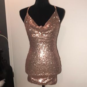 Rose gold mini dress